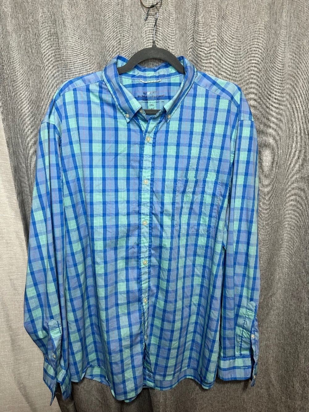 Vineyard Vines Men’s XXL Blue & Green Plaid Long Sleeve Button Down Shirt [1] (/